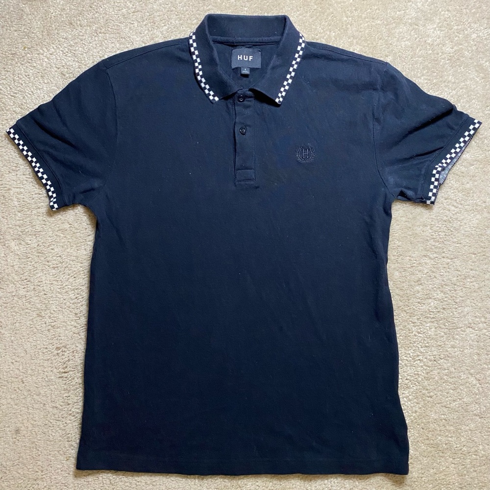 HUF Black Polo Shirt Classic Design
